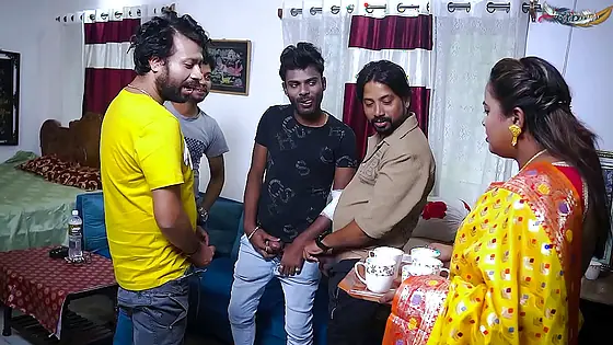 Desi Mallu Bhabhi Hardcore Different Position Of Sex With Four Local Desi Boys When She Was Alone At Home ( Gangbang )