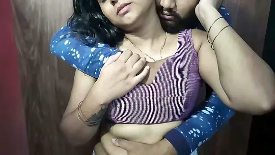 Hot Saree Romance – Bhabhi and Devar Lip Lock with Boobs Pressing Part -2