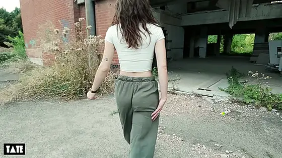 urbex date turns into sneaky public sex with hot brunette