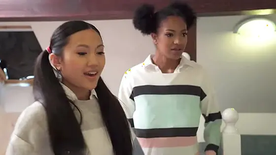 DEVIANTE - Big tits Ebony and teen Asian Thai college roomies up house mate to play video games but discover his male masturbating toy ending in a young threesome
